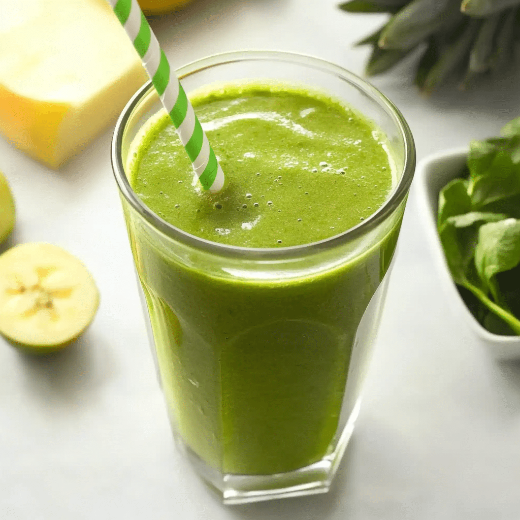 7-Day Smoothie Detox: The Best Way to Kickstart Your Clean Eating Journey 4 7-Day Smoothie Detox – A colorful lineup of fruit and veggie smoothies in glass jars, labeled by day, with fresh ingredients scattered around.