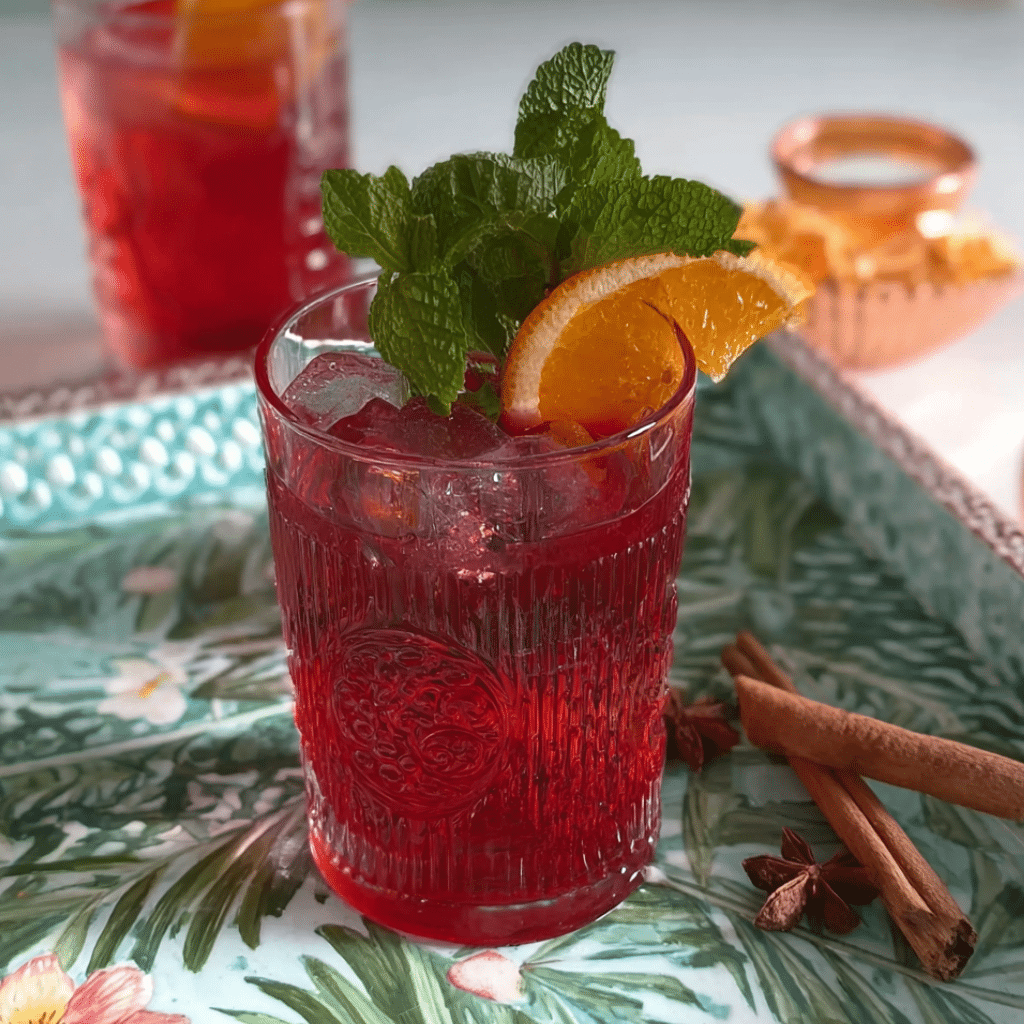Hibiscus Tea Drink Recipes : Refreshing & Healthy Guide 6 Hibiscus Tea Drink Recipes – A tall glass of iced hibiscus tea with lemon slices and mint, surrounded by dried hibiscus petals.