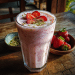 Strawberry Lassi Drink – The Ultimate Refreshing Summer Recipe (2025 Guide) 5 Strawberry Lassi Drink – A chilled glass of creamy strawberry yogurt lassi topped with fresh strawberry slices and mint leaves.