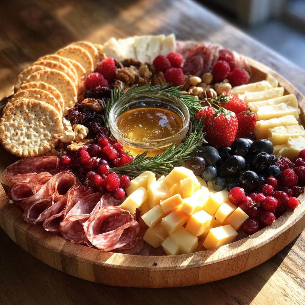 christmas wreath charcuterie board - detail 1