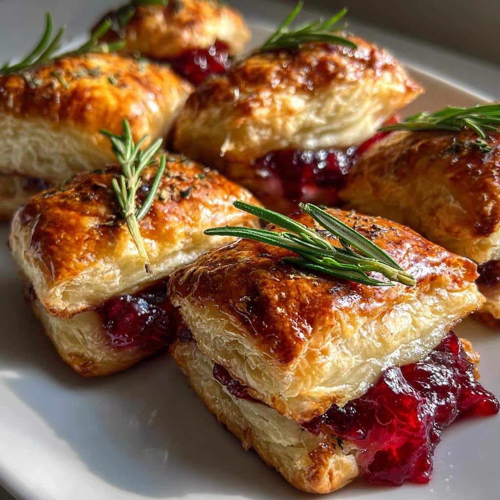 5-Ingredient Cranberry Brie Bites - Effortless Thanksgiving Day Appetizers 3 thanksgiving day appetizers - detail 1