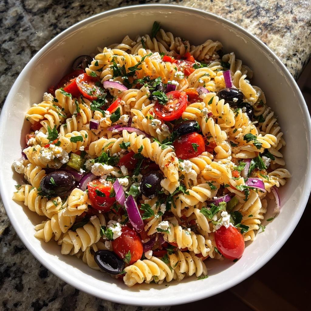 christmas potluck festive pasta salad recipe - detail 1