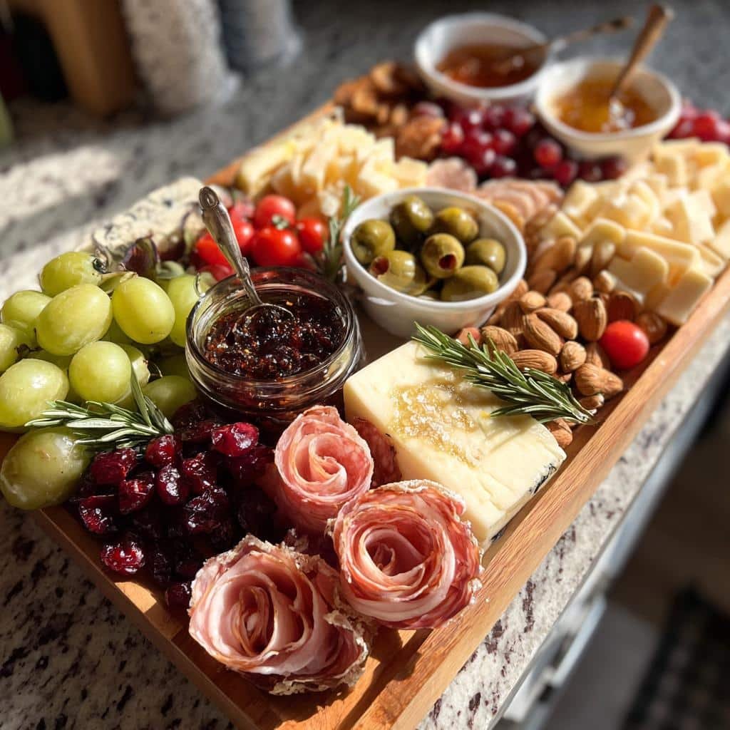 christmas themed charcuterie board - detail 1