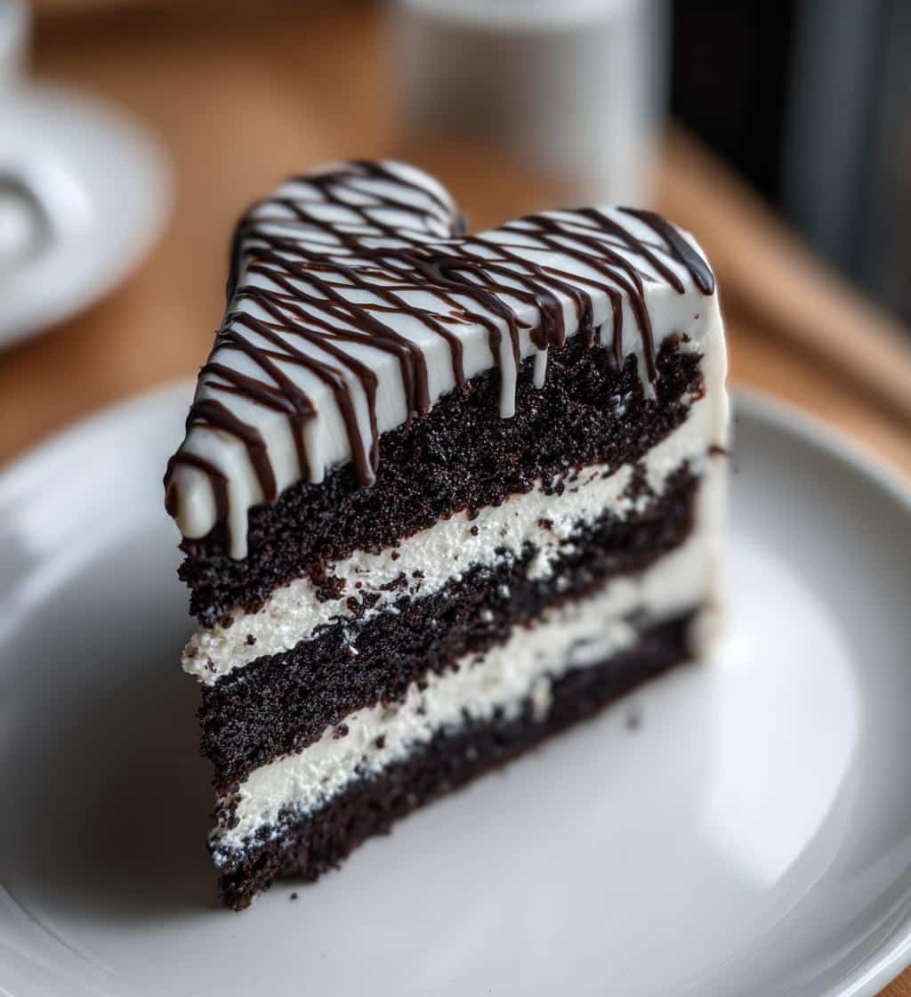 black and white heart cake - detail 1