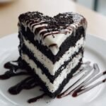 black and white heart cake