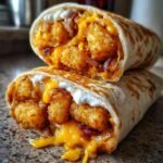 25-Minute Cheesy Potato Burritos That Will Disappear Fast 4 cheesy potato burritos with crispy tater tots that disappear fast