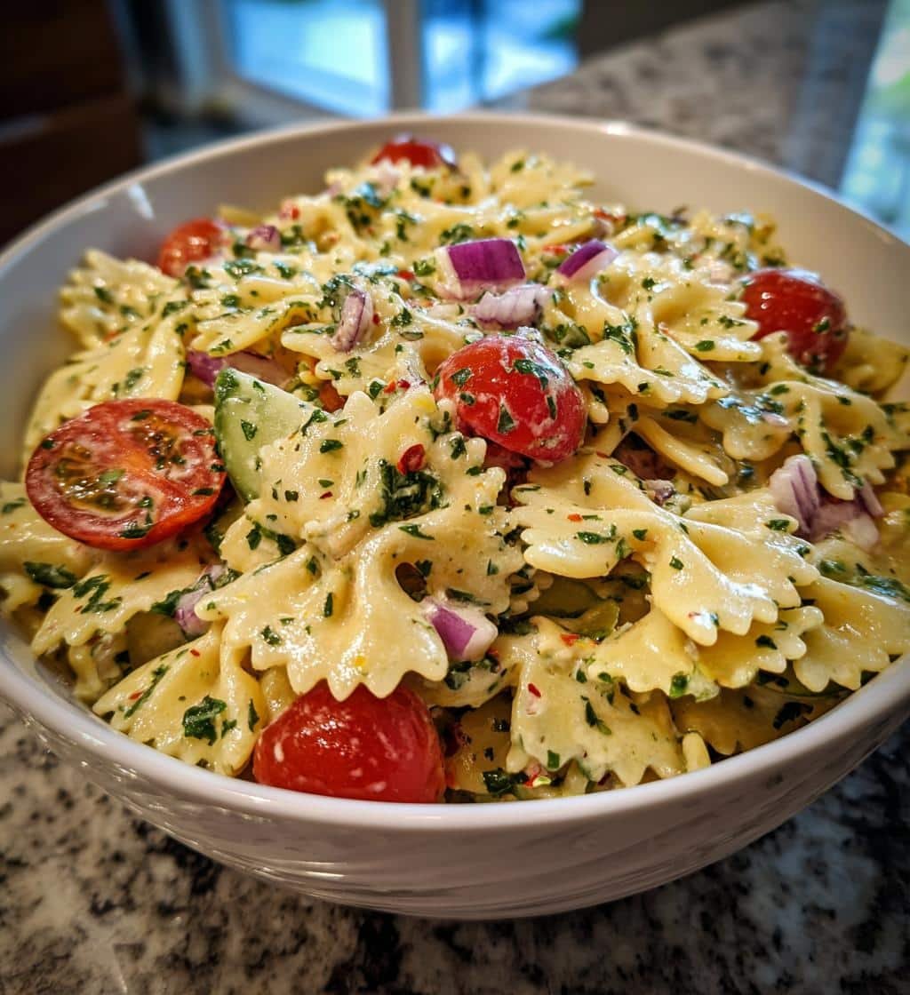Creamy Bow Tie Pasta Salad You Must Make in 30 Minutes 3 creamy bow tie pasta salad you must make - detail 1