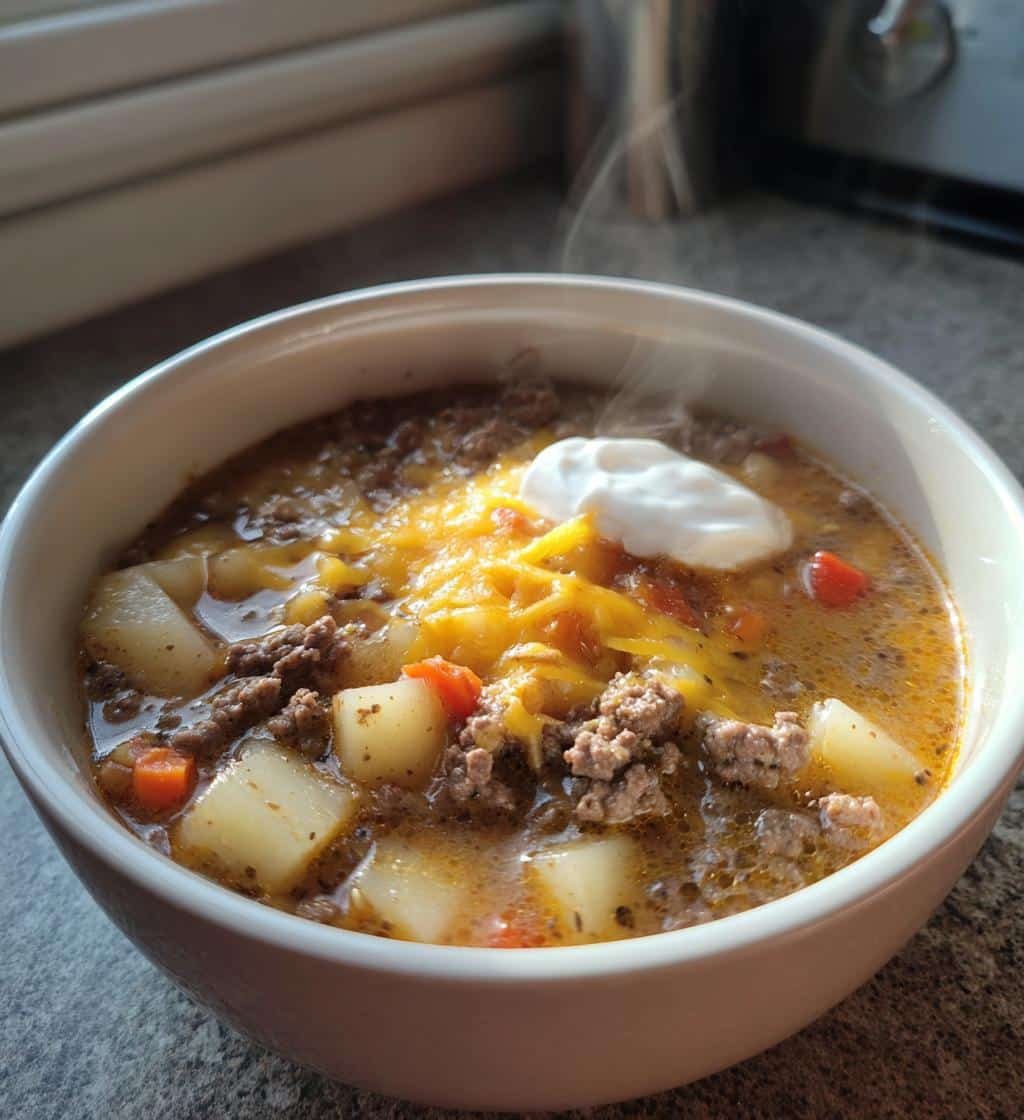 creamy cheeseburger soup everyone is obsessed with - detail 1