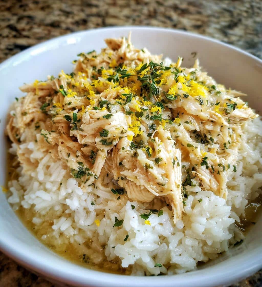 easy slow cooker lemon herb chicken and rice dinner - detail 1