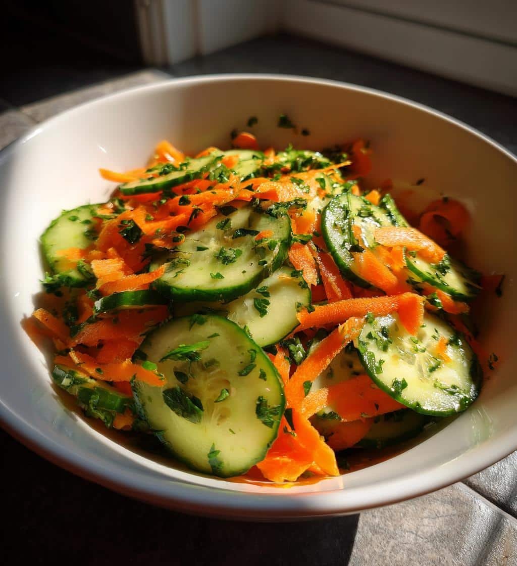 healthy cucumber carrot salad - detail 1
