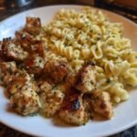 irresistible garlic butter chicken bites with creamy pasta