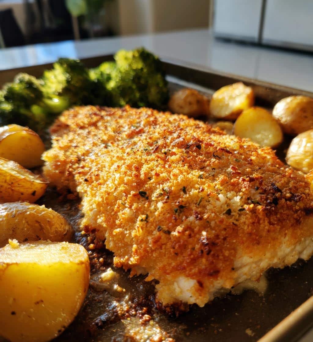 juicy parmesan crusted chicken sheet pan dinner with crazy flavor - detail 1