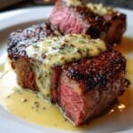 juicy steak with creamy garlic sauce that melts in your mouth