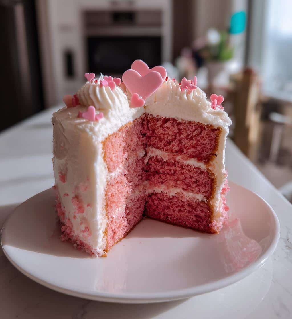 pink love heart cake recipe - detail 1