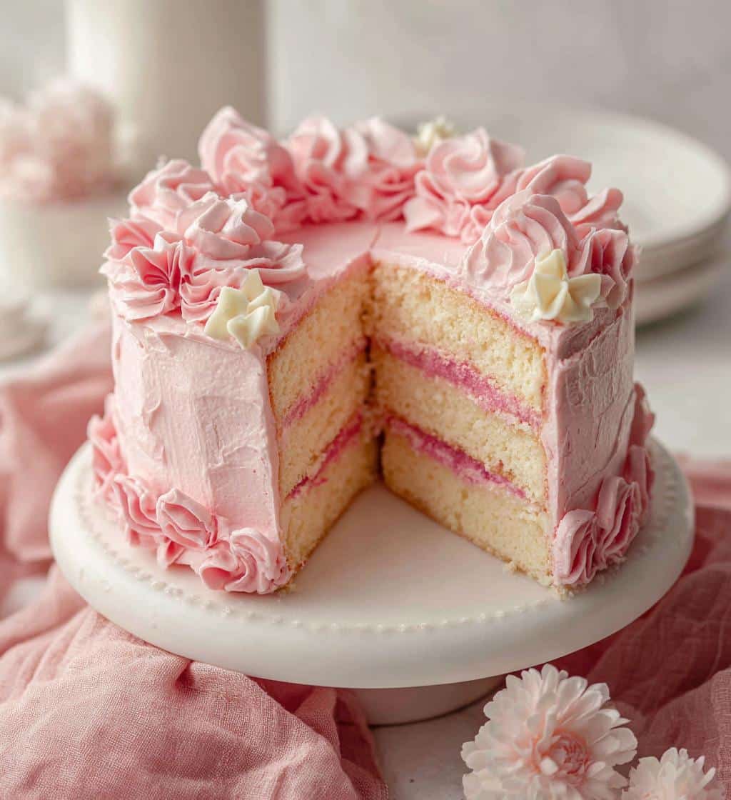 pink vintage heart cake with bows recipe - detail 1