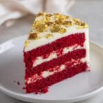 red and gold heart cake