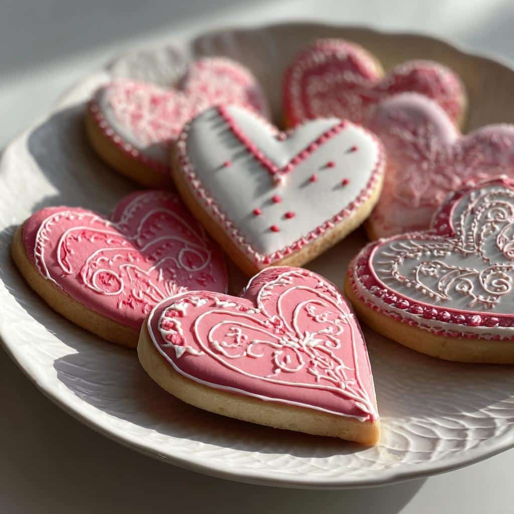 royal icing valentine cookies - detail 1