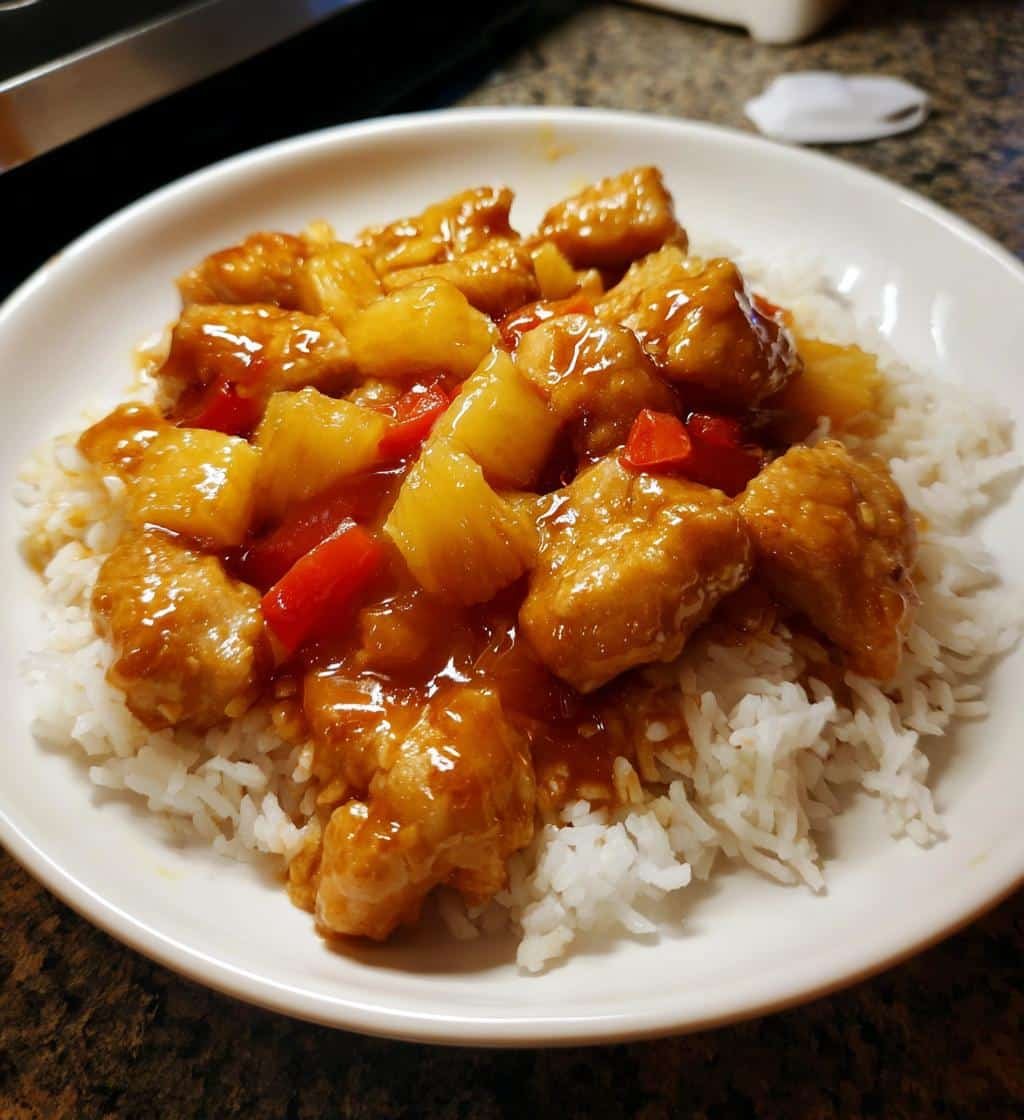 this pineapple chicken with rice always gets seconds - detail 1
