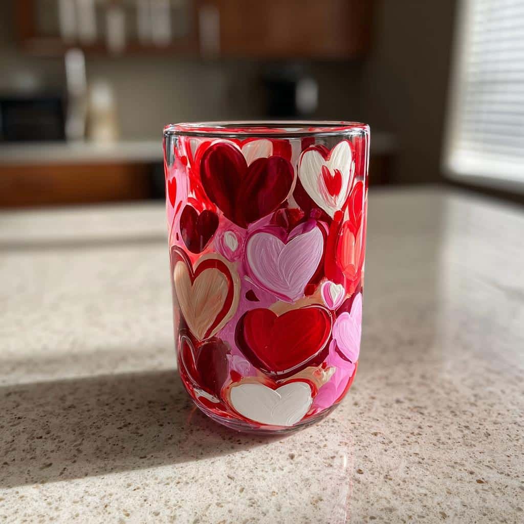 valentines drinking glasses fun craft - detail 1