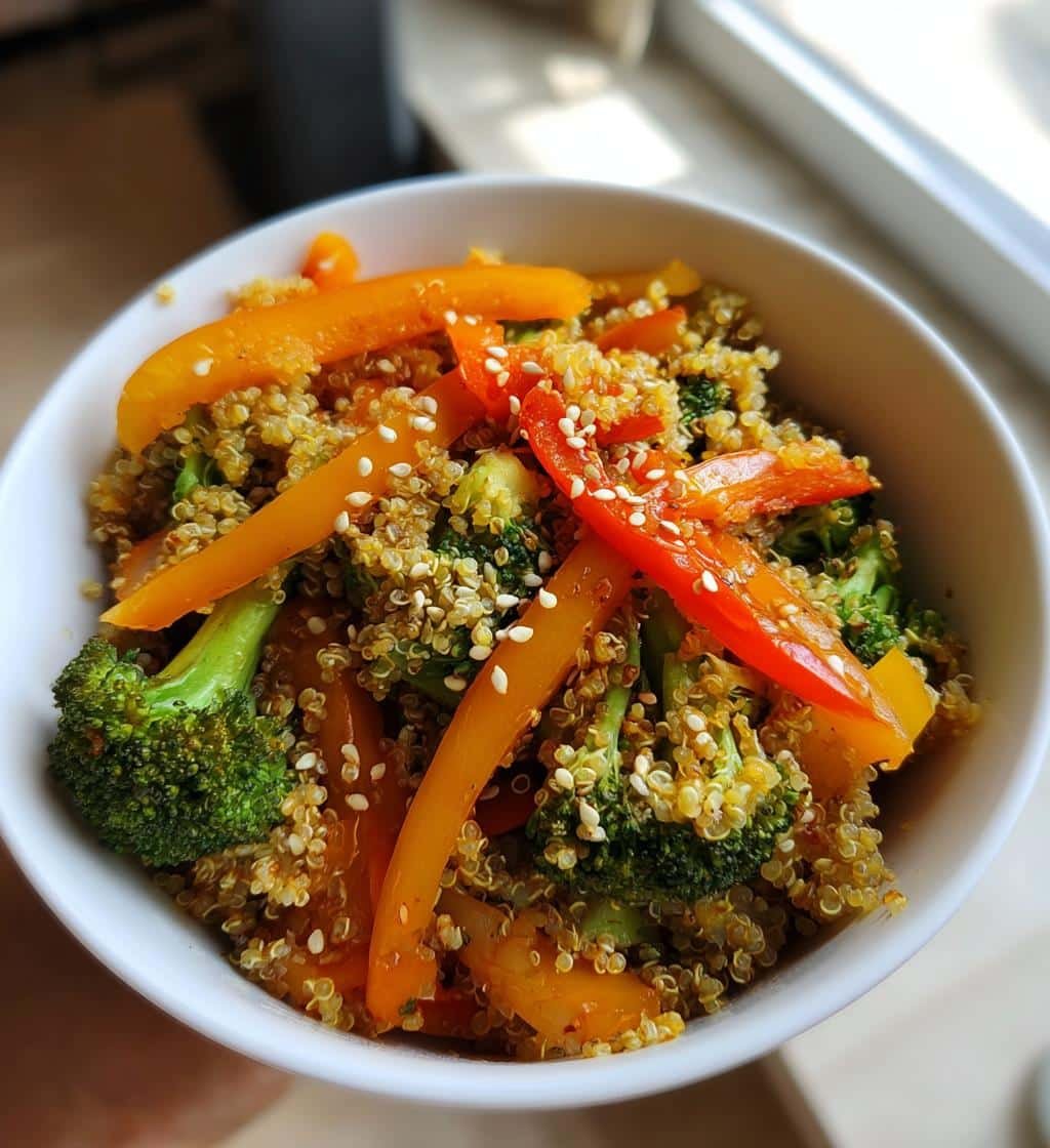 vibrant quinoa veggie stir fry clean eating - detail 1