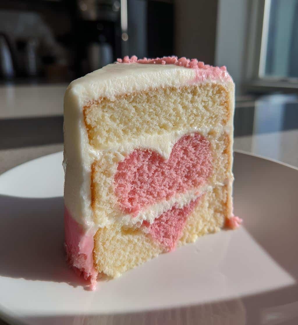 white and pink heart cake recipe - detail 1