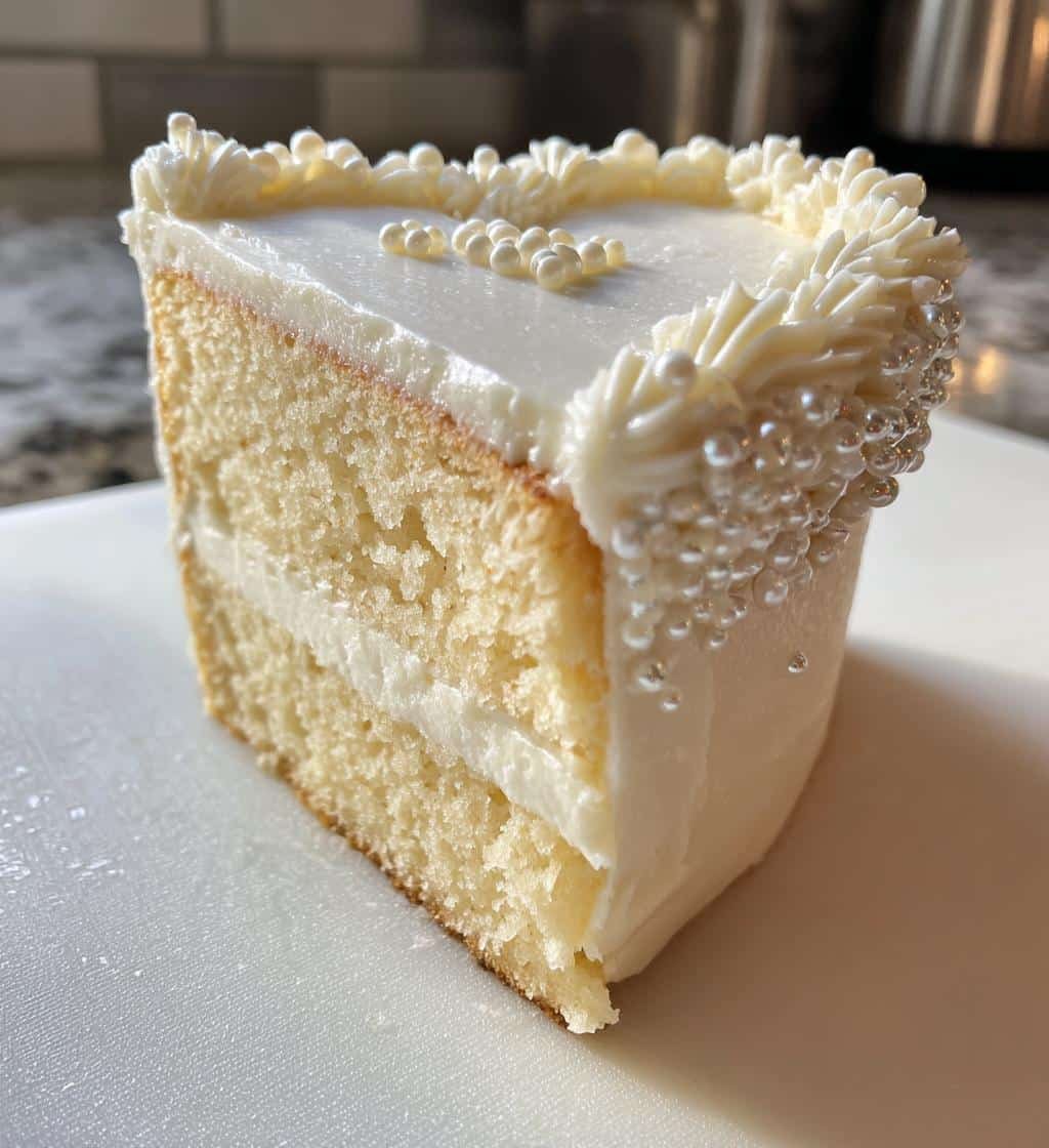 white heart cake with pearls - detail 1