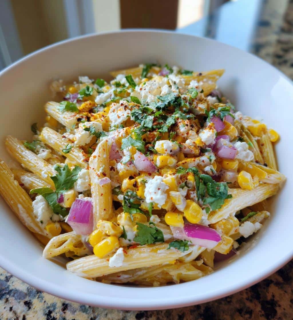 zesty healthy street corn pasta salad light cravings - detail 1