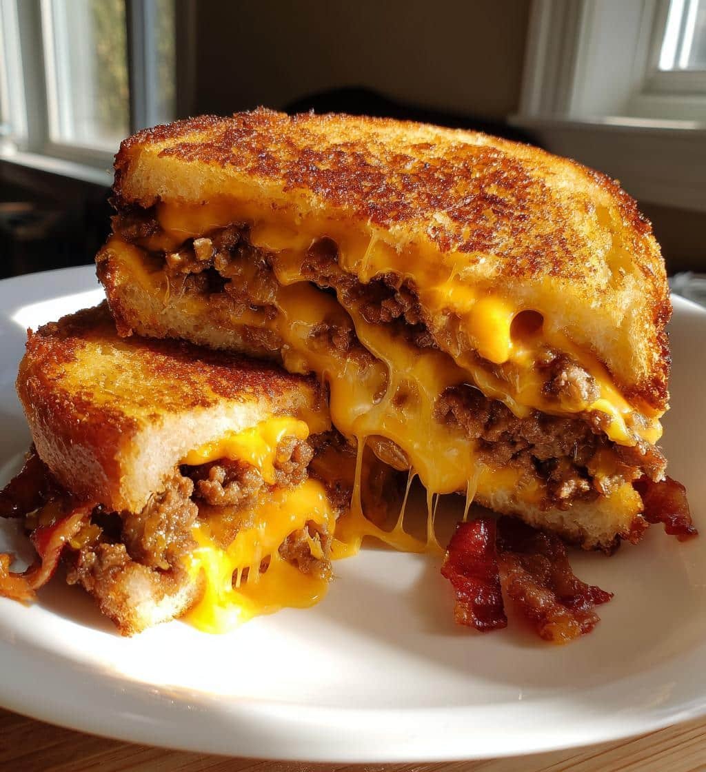 bacon cheeseburger grilled cheese recipe - detail 1