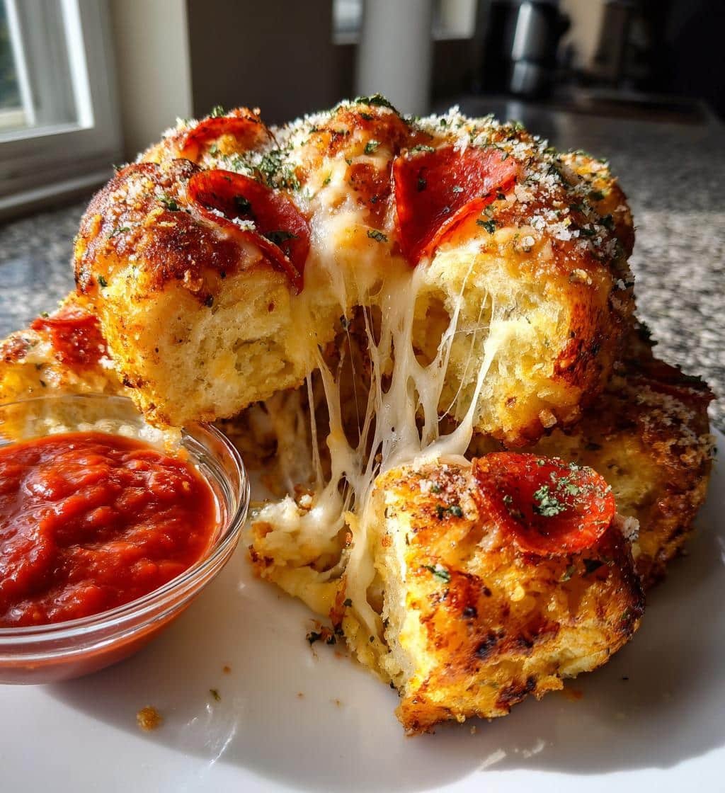 cheesy pizza monkey bread pure comfort food - detail 1