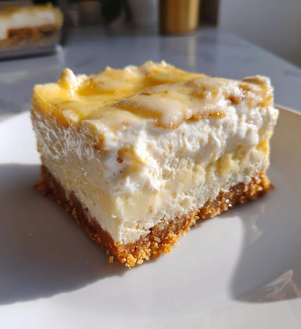 creamy banana pudding cheesecake bars - detail 1