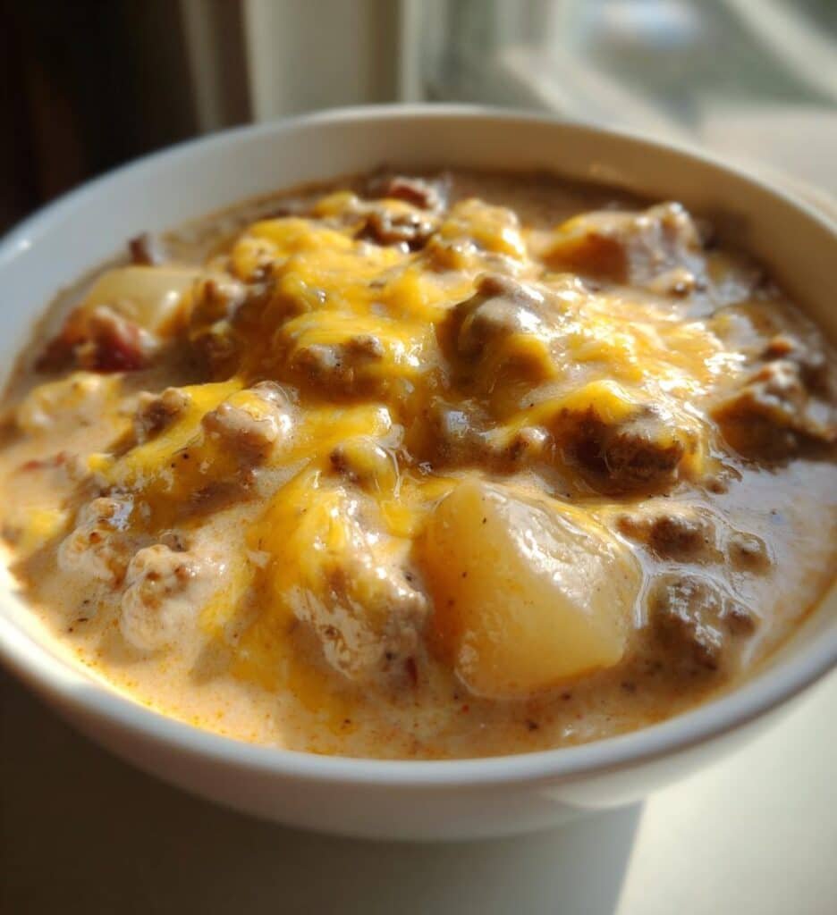creamy cheeseburger soup everyone is obsessed with