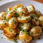 creamy garlic sauce baby potatoes recipe