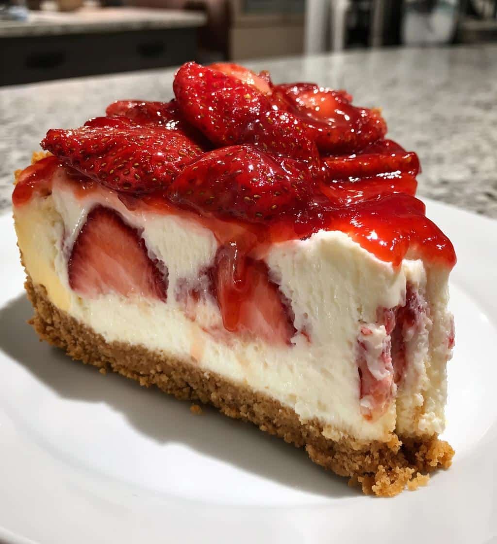 easy no-bake strawberry cheesecake - detail 1