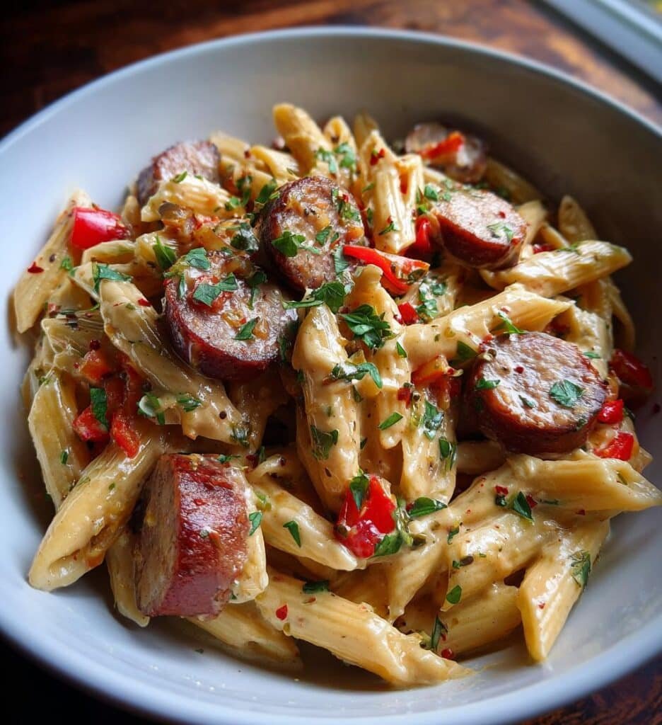 easy one pot creamy cajun sausage pasta for busy nights