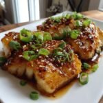 flaky cod with ginger soy glaze