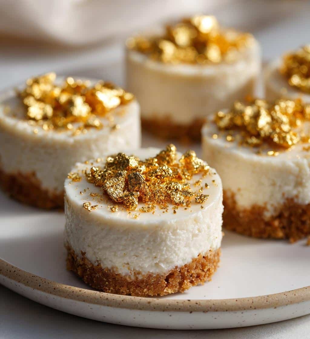 35 Decadent Gold Leaf Cheesecake Bites That Wow 3 gold leaf cheesecake bites - detail 1