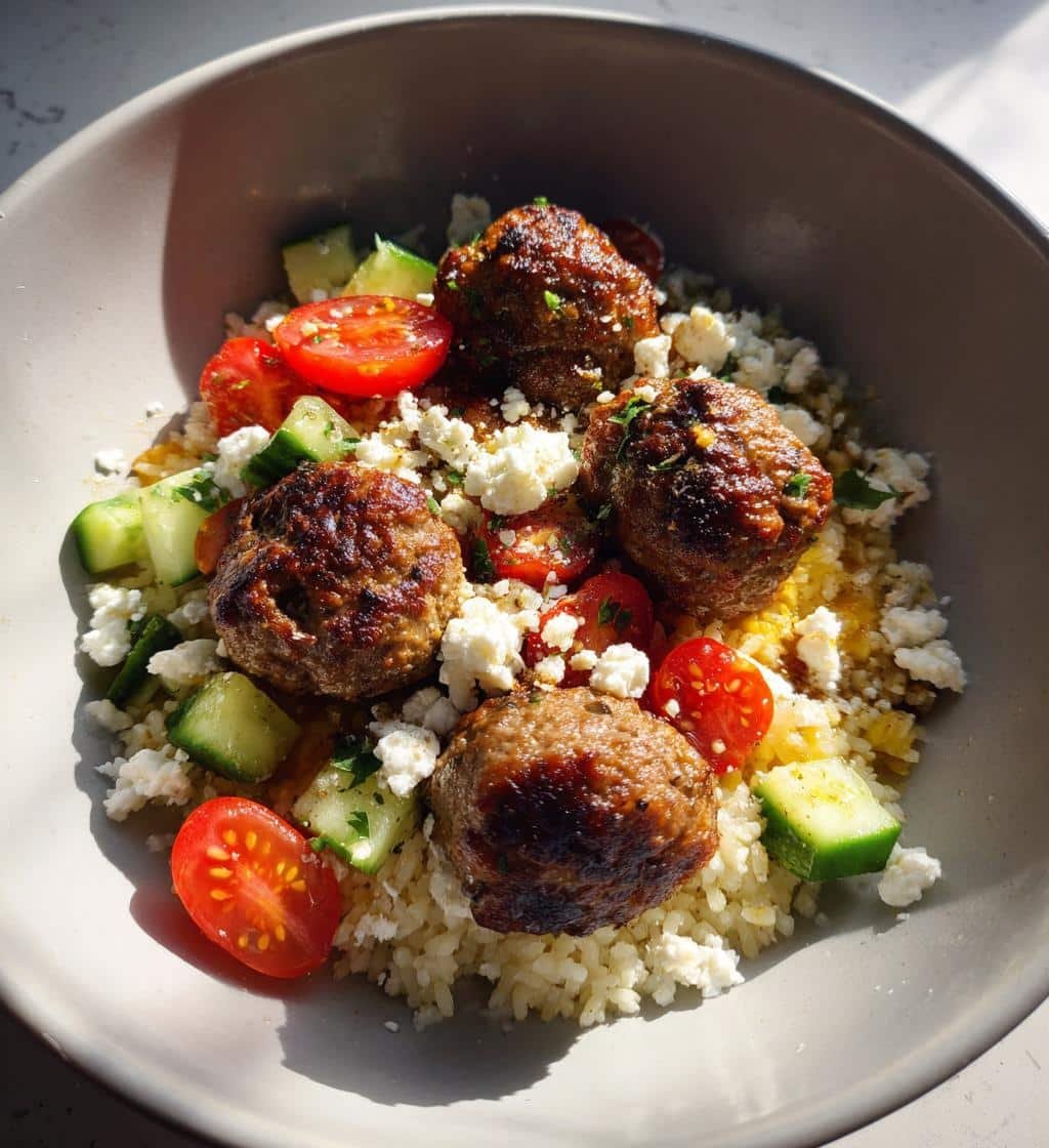 greek meatball bowl - detail 1