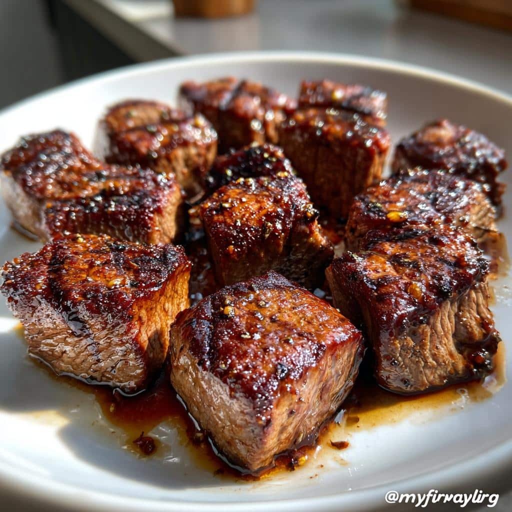 healthy clean high protein garlic balsamic steak bites