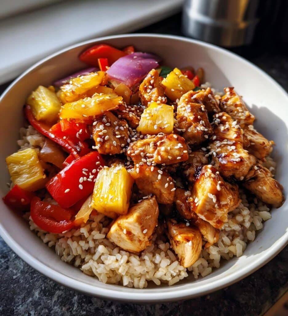 healthy teriyaki chicken and pineapple bowls made easy