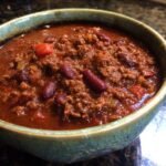 hearty slow simmered beef chili