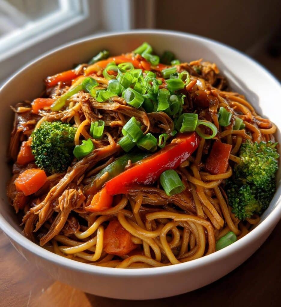 irresistible crockpot chicken lo mein for dinner tonight