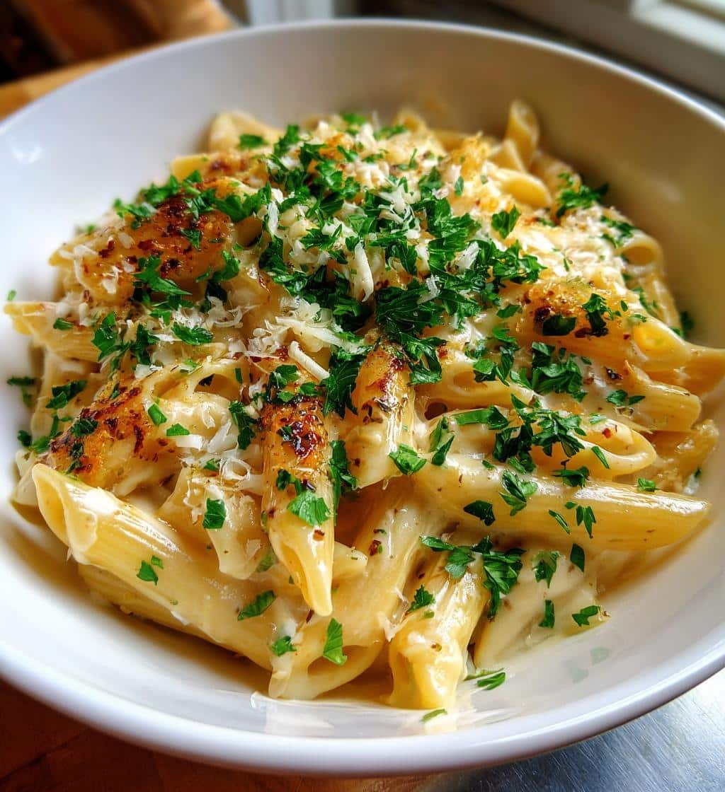 irresistible restaurant style creamy garlic penne pasta a garlic lovers dream - detail 1