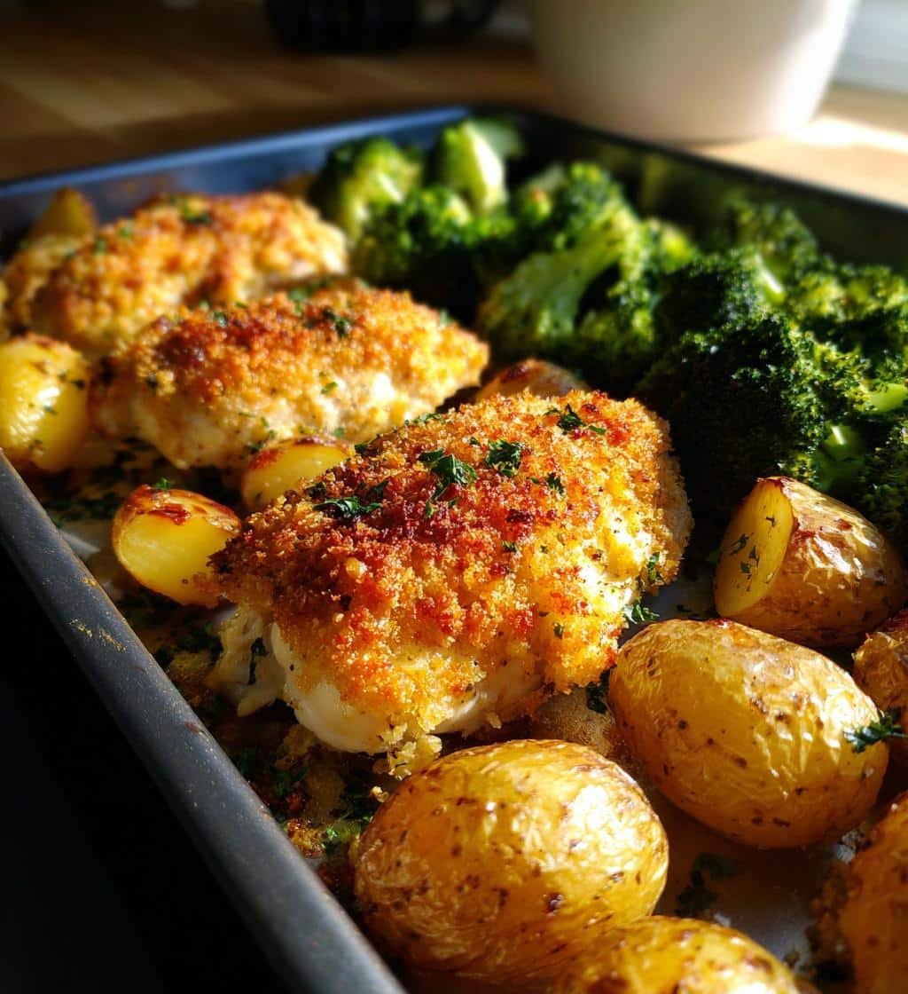 juicy parmesan crusted chicken sheet pan dinner with crazy flavor - detail 1