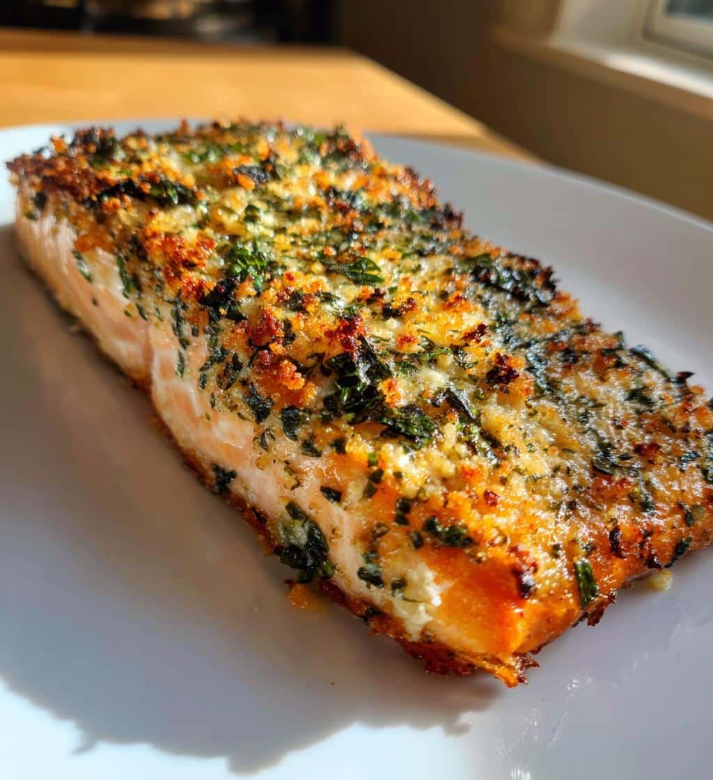 parmesan basil air fryer salmon - detail 1