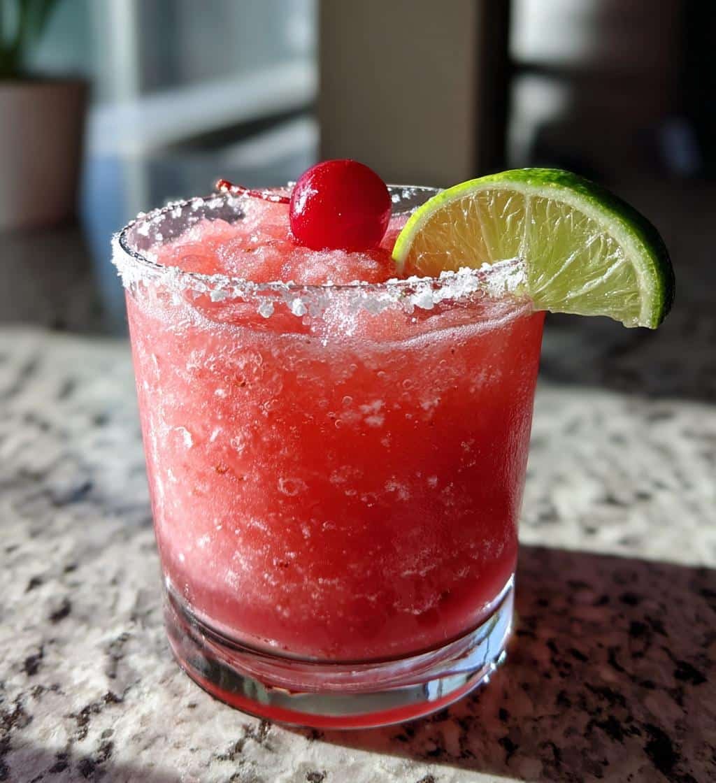refreshing frozen tangy cherry margarita - detail 1
