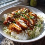sweet chili chicken bowl with zesty coconut lime drizzle