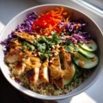 thai peanut chicken buddha bowl