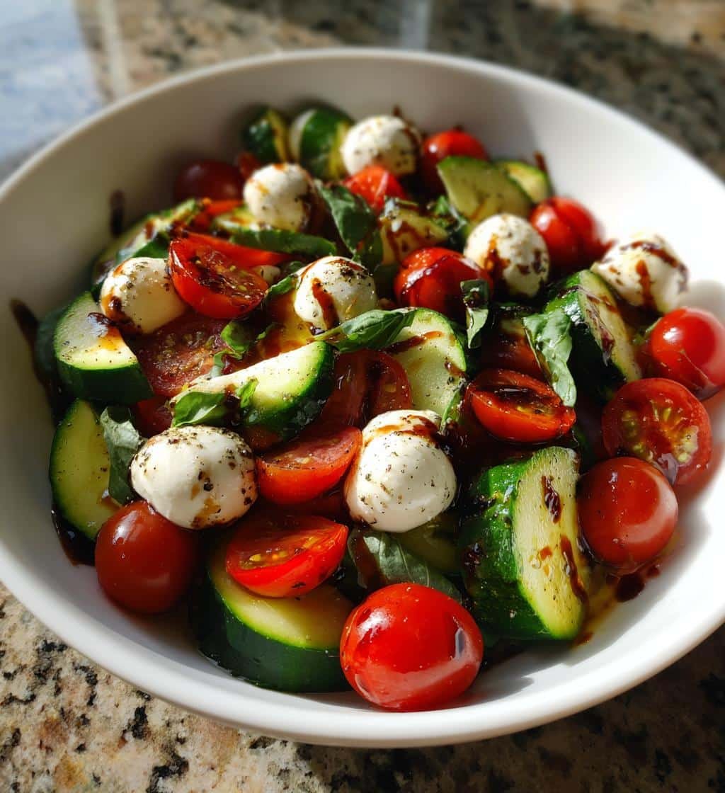 vibrant cucumber caprese salad a refreshing twist - detail 1