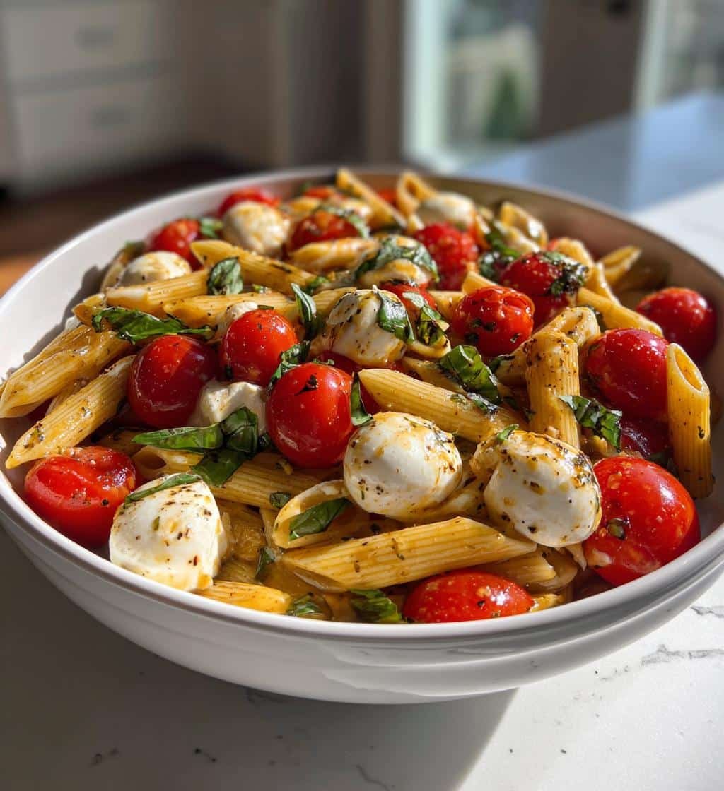 "3-Step Zesty Caprese Pasta Salad That Crushes Cravings" 3 zesty caprese pasta salad light cravings - detail 1